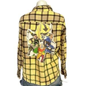 Avatar Last Airbender Plaid Flannel Shirt Shacket MEDIUM Oversized Unique Anime